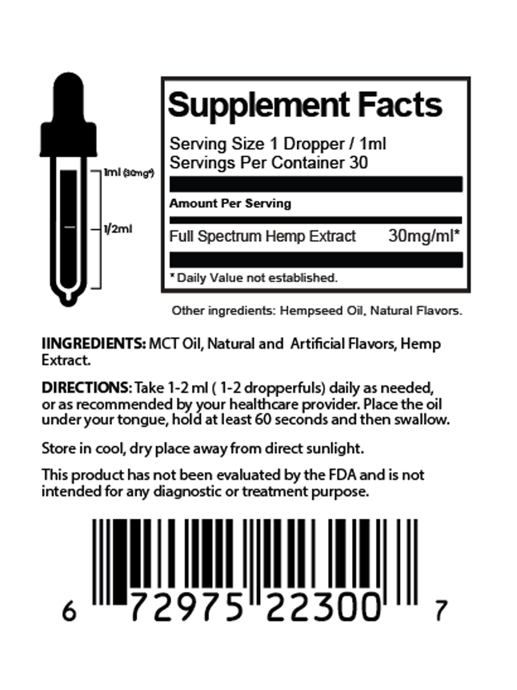Korasana supplement facts label
