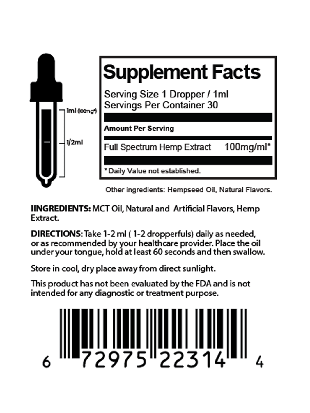 Korasana CBD+D8 supplement facts